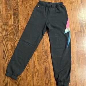 Aviator Nation Black Joggers with Colorful Side Design